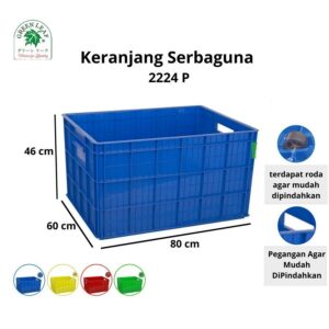 BOX CONTAINER PLASTIK INDUSTRI 140 LITER GL 2224 P + RODA, UKURAN 80 x 60 x 46 CM | RAJA PLASTIK INDONESIA
Plain Industrial Container with Castors – 140 Ltr | Keranjang Boks Kontainer Serbaguna Warna Biru, Merah, Kuning, Hijau