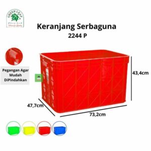 CONTAINER BOX INDUSTRI RAPAT 132 LITER GL TIPE 2244 P | UKURAN 73,2 x 47,7 x 43,4 CM | KERANJANG PLASTIK WADAH INDUSTRI | KIRIM KE SELURUH INDONESIA