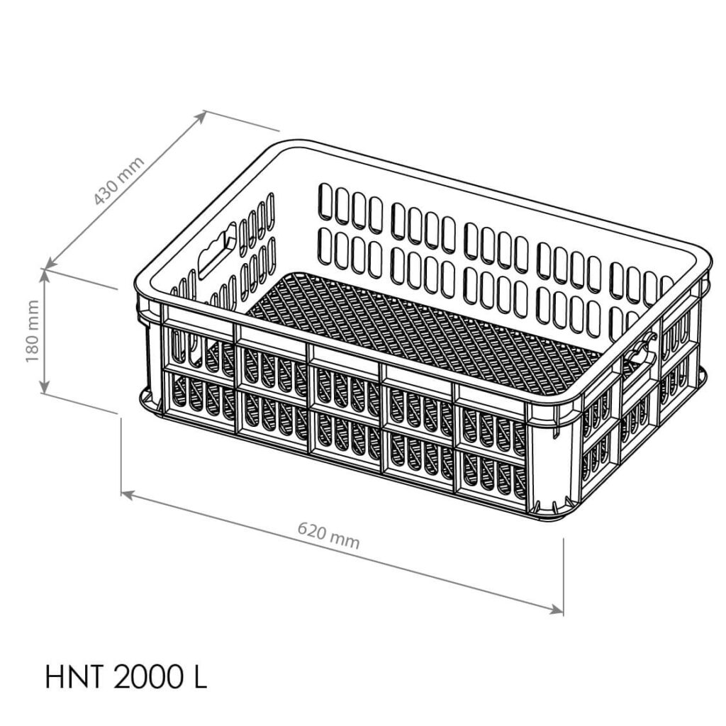 BOX CONTAINER PLASTIK INDUSTRI HANATA TIPE HNT 2000L UKURAN 620 x 430 x 180 | RAJA PLASTIK INDONESIA 