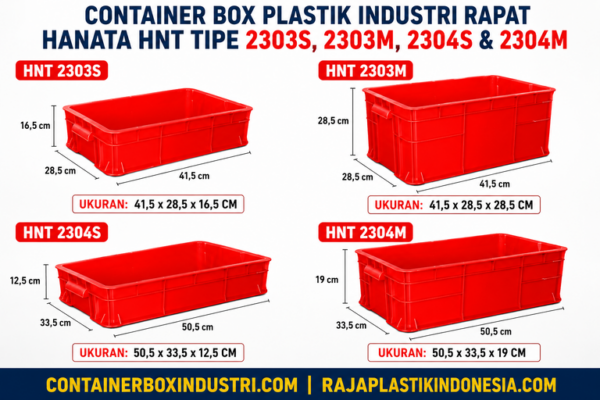 CONTAINER BOX PLASTIK INDUSTRI RAPAT HANATA HNT TIPE 2303S, 2303M ...